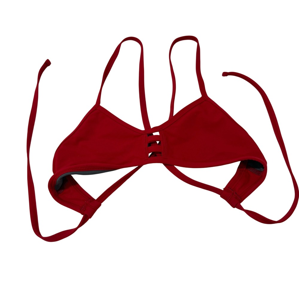 Jolyn Tomcat Bikini Top Red Strappy Ladder Detail Swim Top Small